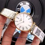 Perfect Replica Longines White Dial Roman Markers Gold Case 38mm Men's Watch